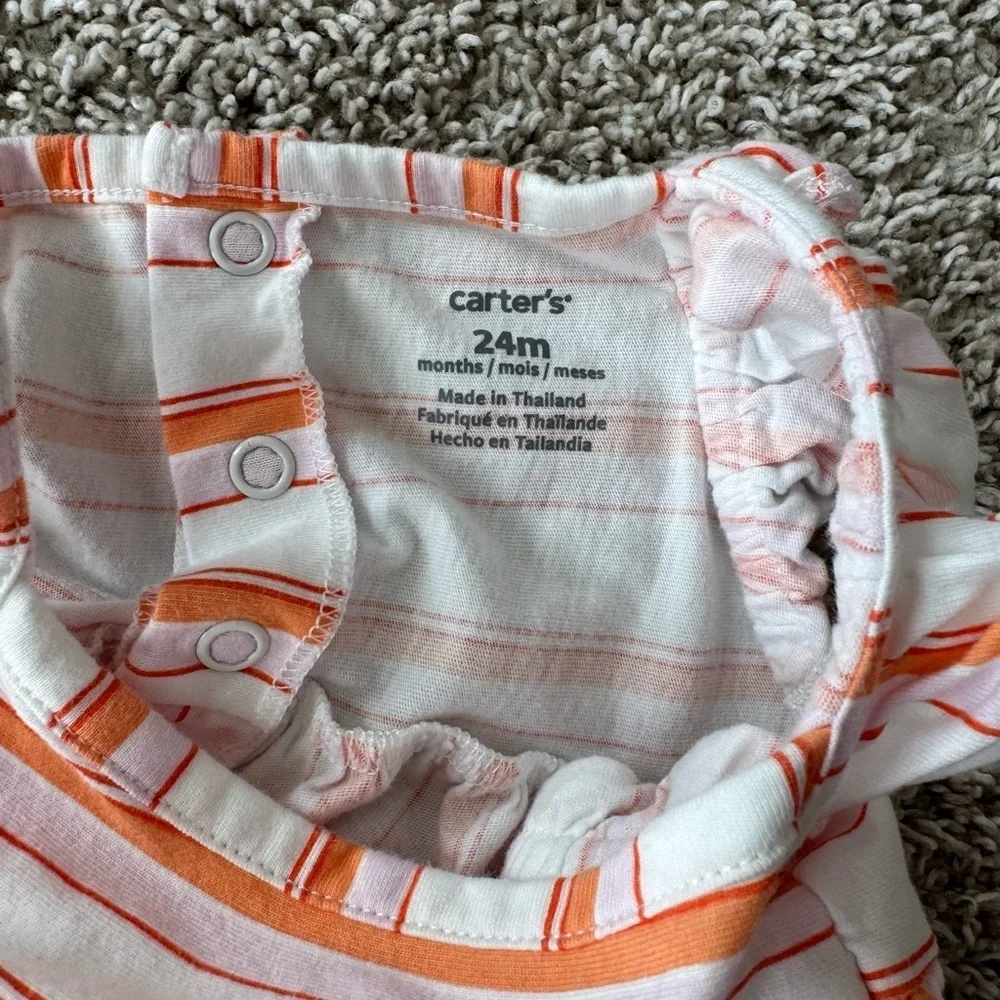 Carter’s Toddler Girl Striped Ruffle Dress Sundress Flutter Sleeves 24 Months